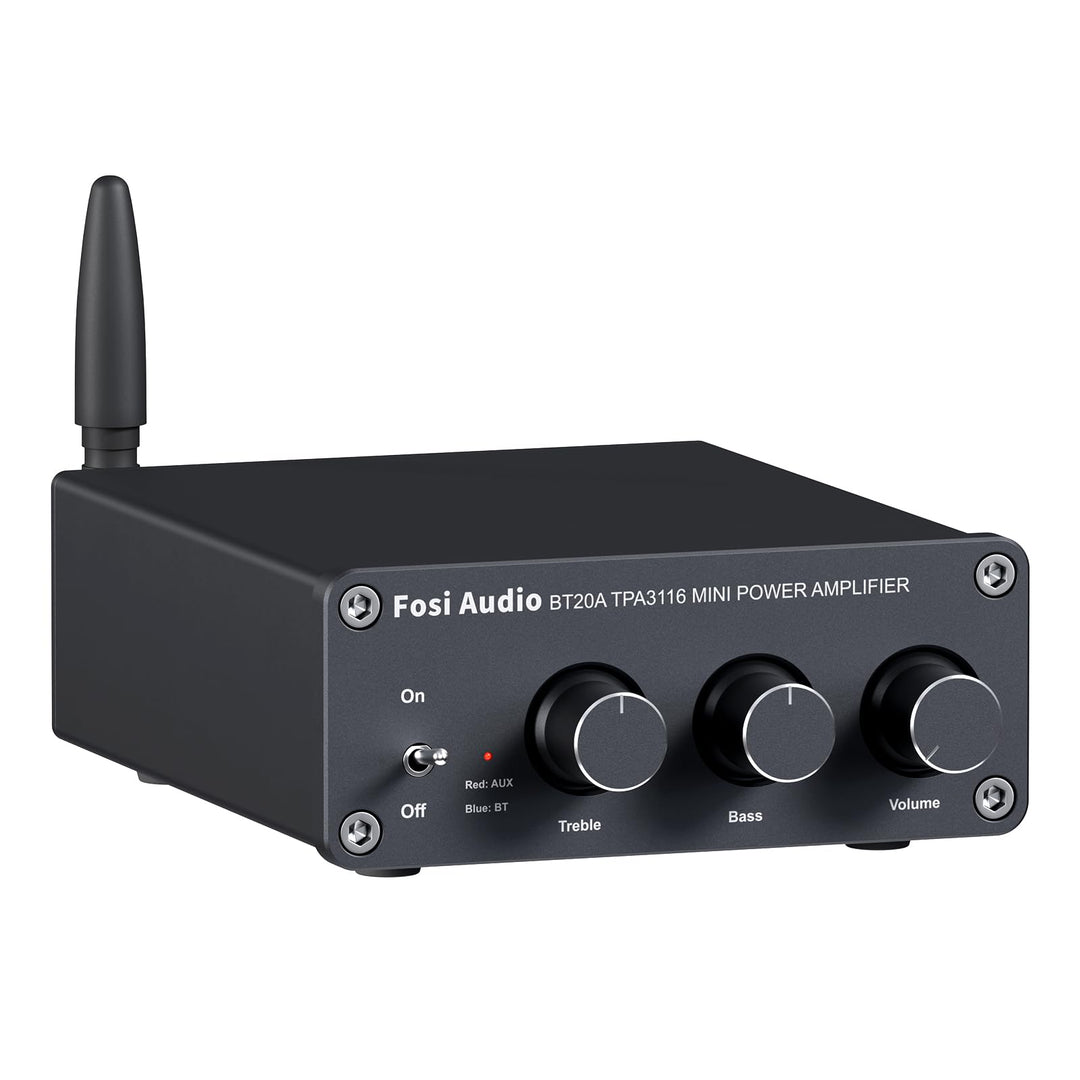 Fosi Audio BT20A Bluetooth Verstärker, 200W Mini Hifi Verstärker mit TPA3116 Amp Chip, Bass und Treb