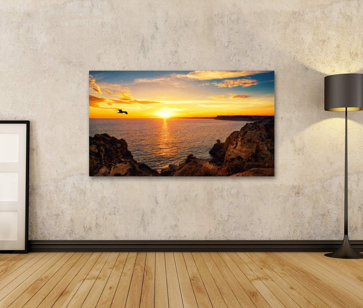 islandburner Bild auf Leinwand Ruhiger Sonnenuntergang Szene Ozean Landschaft Sonnenlicht Reflektier