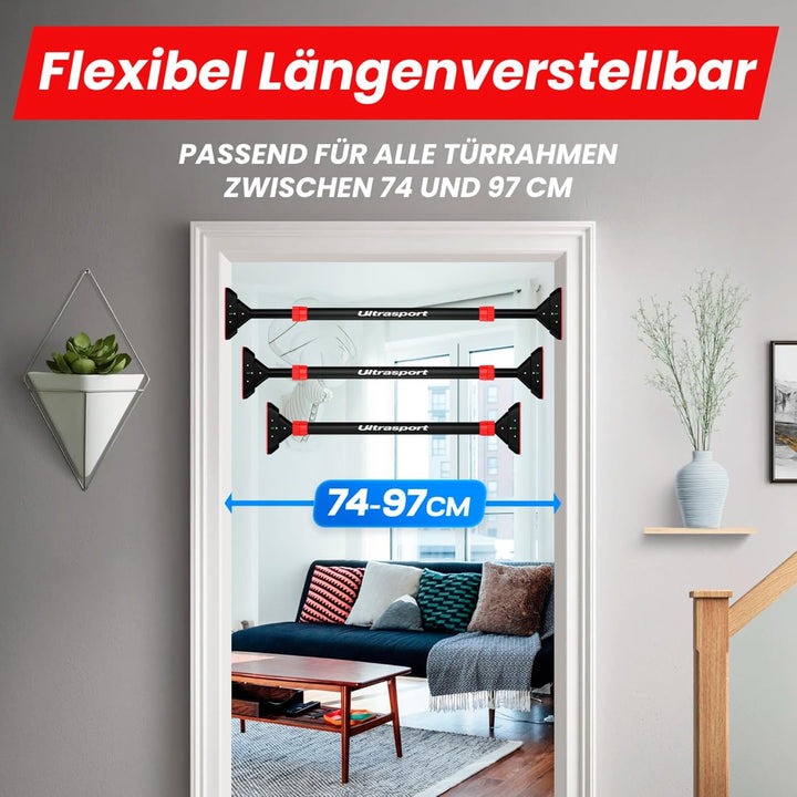 Ultrasport Klimmzugstange, Türreck, verstellbar von 66,5 cm bis 93 cm, ohne Schrauben montierbar, ru