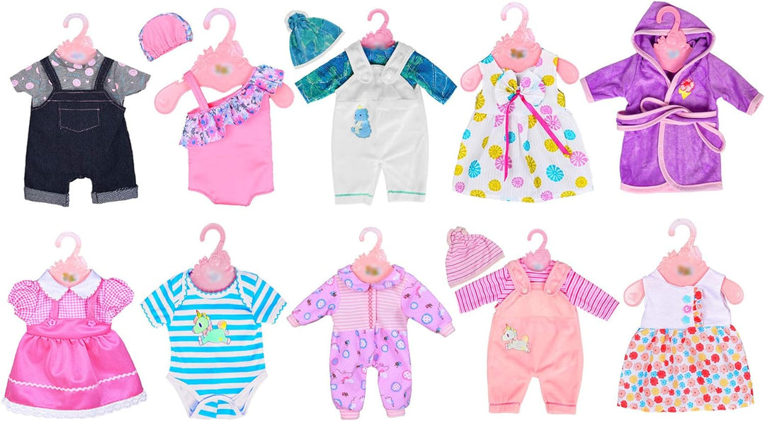 ebuddy 10 Sets Puppenkleider Outfits für 14 bis 16 Zoll Neugeborene Babypuppen und für 18 Zoll ameri
