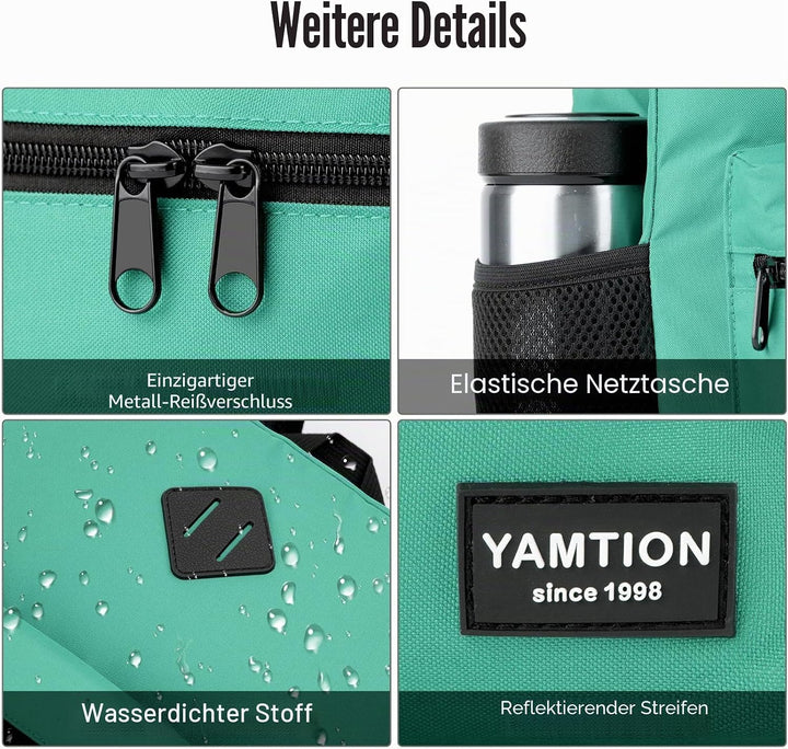 YAMTION Schulrucksack, Schultasche, für Mädchen und Jungen, Laptop-Rucksack mit USB-Ladeanschluss fü