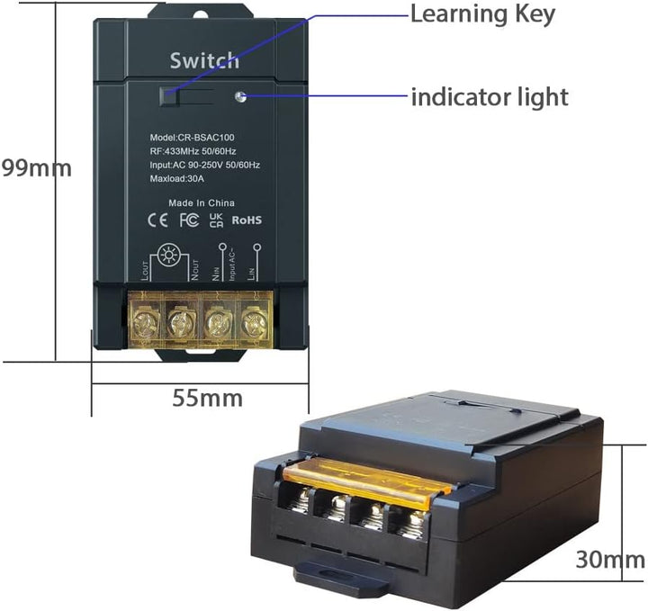 COLOROCK Fernsteuerungs schalter, AC 100V/110V/220V/230V/240V, Wirless RF Lichtschalter für Haushalt
