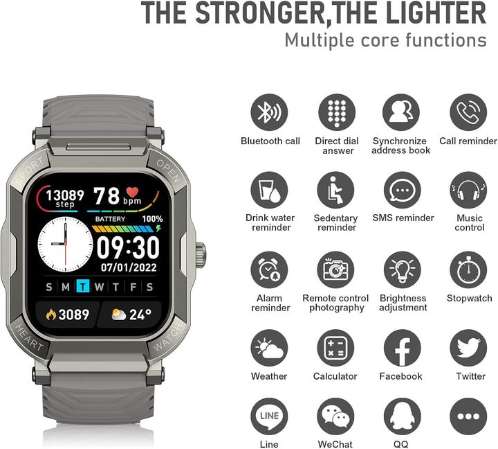 SUPBRO Smartwatch Herren Damen mit Telefonfunktion Fitnessuhr mit Bluetooth Anruf 1.91" HD Voll Touc