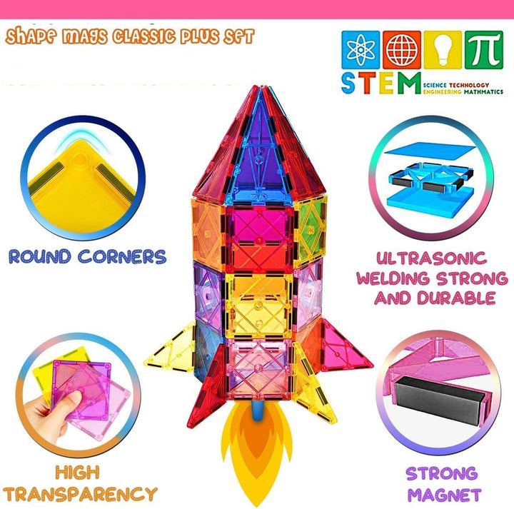 100PCS Magnetische Bausteine mit 2 Autos Magnetbausteine Kinder Magnetspiel Montessori Magnet Bauste