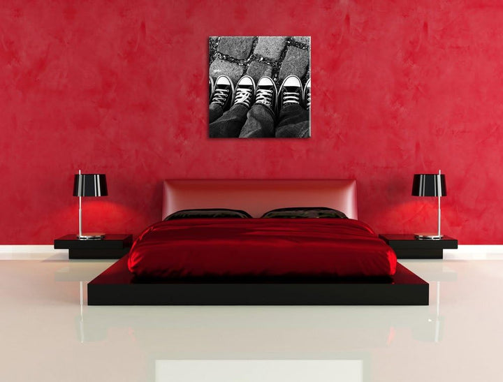 Pixxprint Lässige Schuhe als Leinwandbild Quadratisch/Grösse: 70x70 / Wandbild/Kunstdruck/fertig bes