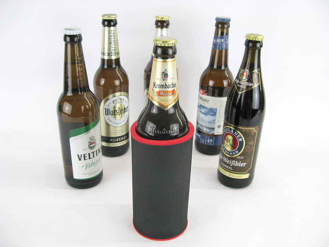6X Schwarze Getränkekühler - Bierkühler - Flaschenkühler für 0,5L Bierflaschen aus bestem 5-6mm dick