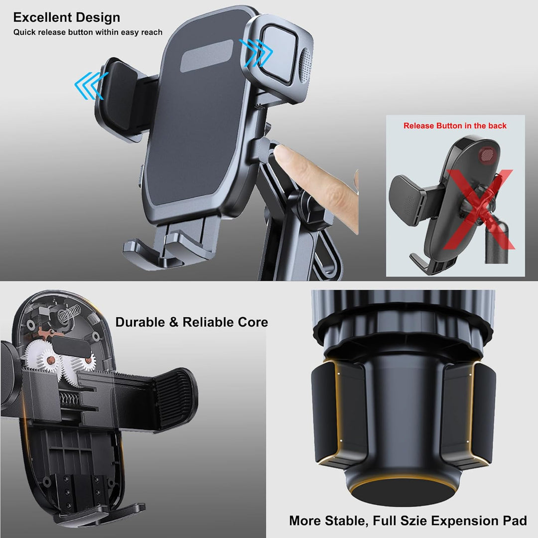 Getränkehalter Handyhalterung, 2-in-1 Universal-Getränkehalter-Expander mit langem Arm, 360° drehbar
