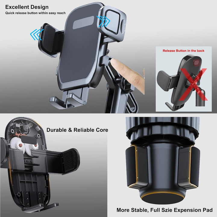 Getränkehalter Handyhalterung, 2-in-1 Universal-Getränkehalter-Expander mit langem Arm, 360° drehbar