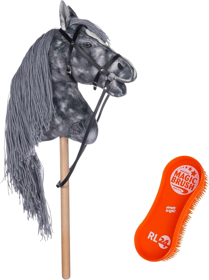 RL24 HKM - Hobby Horse Clara inkl MagicBrush | Steckenpferd mit Trense | Spielpferd aus Plüsch mit H