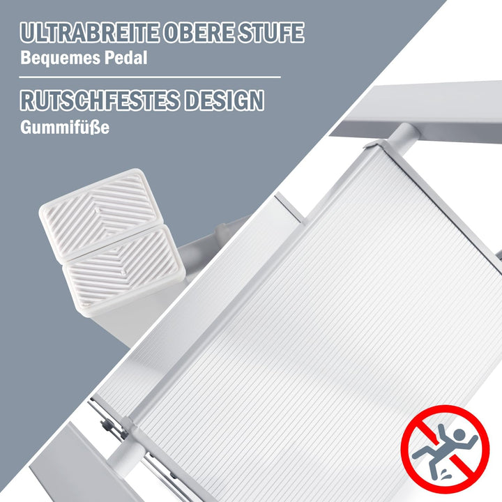 Eulenke Trittleiter 2 Stufen Klappbar Leicht, Klapptrittleiter Stehleiter, Aluminium Tritthocker, ru