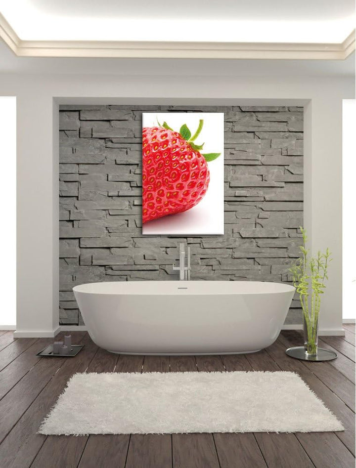 Erdbeere Strawberry Obst, Format: 100x70 auf Leinwand, XXL riesige Bilder fertig gerahmt mit Keilrah
