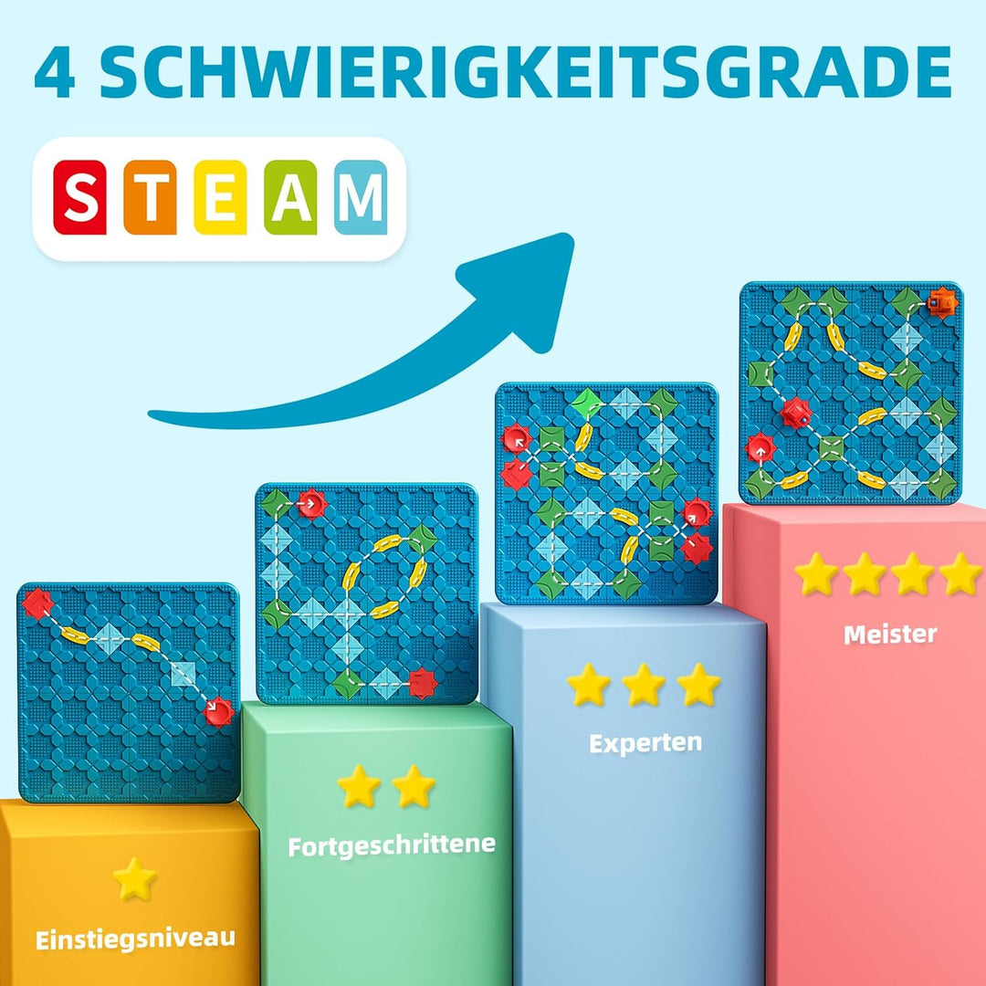burgkidz Logischer Strassenbauer Brettspiel für Kinder 4 5 6 7 8 Jahre, 56 x 56 cm Grosses Spielbret