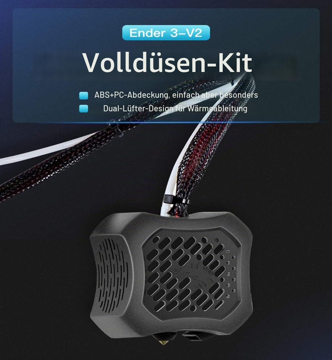 Creality Ender 3 V2 Full Hotend Kit 3D Drucker Zubehör, Zusammengebautes Düsen Kit mit Dual Lüftern