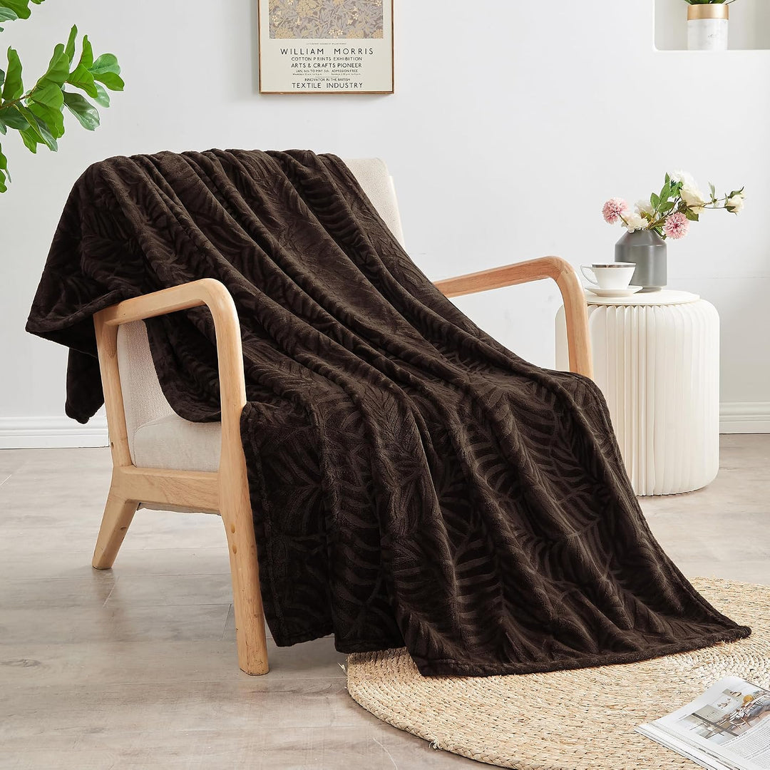 SOCHOW Superweich aus Flanell-Fleece, Leichte Kuscheldecke mit Blatt-Muster für Bett Sofa Couch, 150