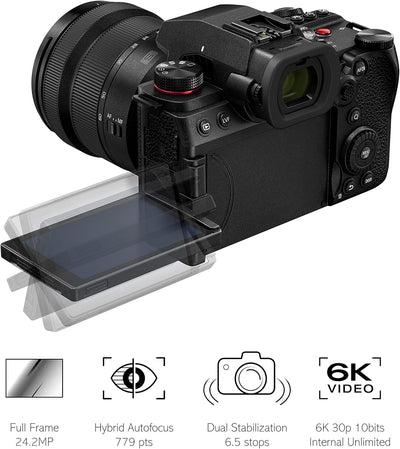 Panasonic LUMIX DC-S5 II Spiegellose Vollformat Kamera 4K 60p und 6K 30p, Flip-Screen, WLAN, Hybrid-