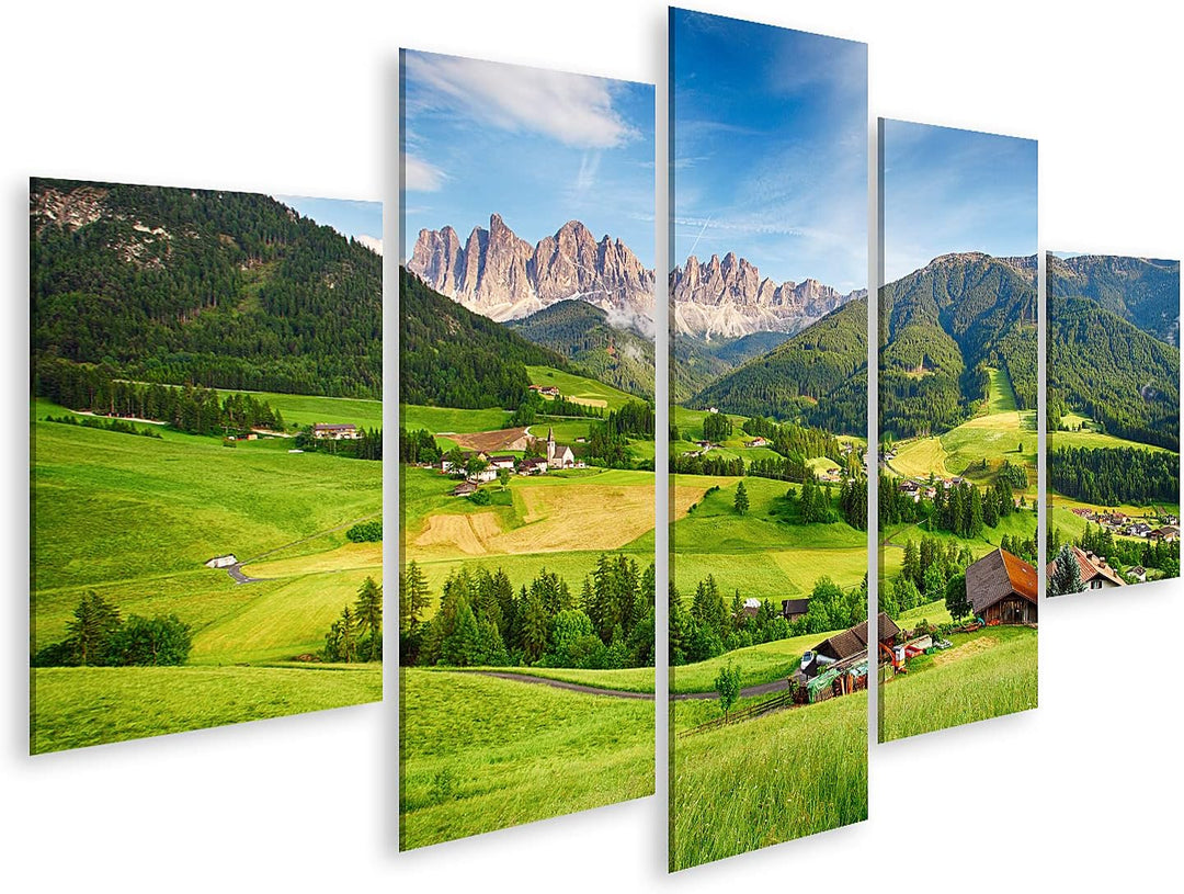 islandburner Bild auf Leinwand Dolomiten Alpen Berg Val Di Funes Bilder Wandbilder Poster Leinwand 1