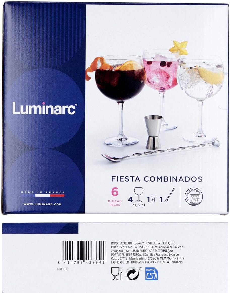 Luminarc Fiesta Combinados Cocktail-Set, 6 Teile Durchsichtig, Durchsichtig