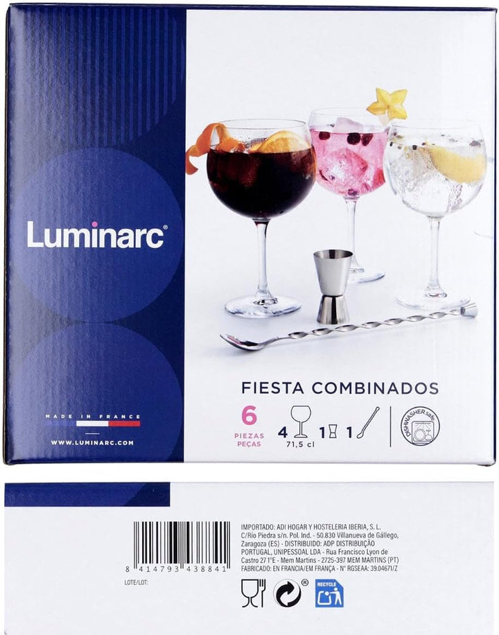 Luminarc Fiesta Combinados Cocktail-Set, 6 Teile Durchsichtig, Durchsichtig