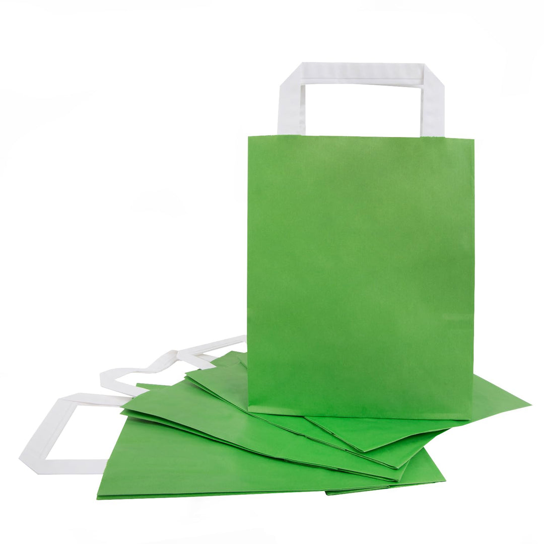 Logbuch-Verlag 100 Papiertüten Weihnachten grün zum Befüllen - Geschenktüte Papiertaschen mit Henkel