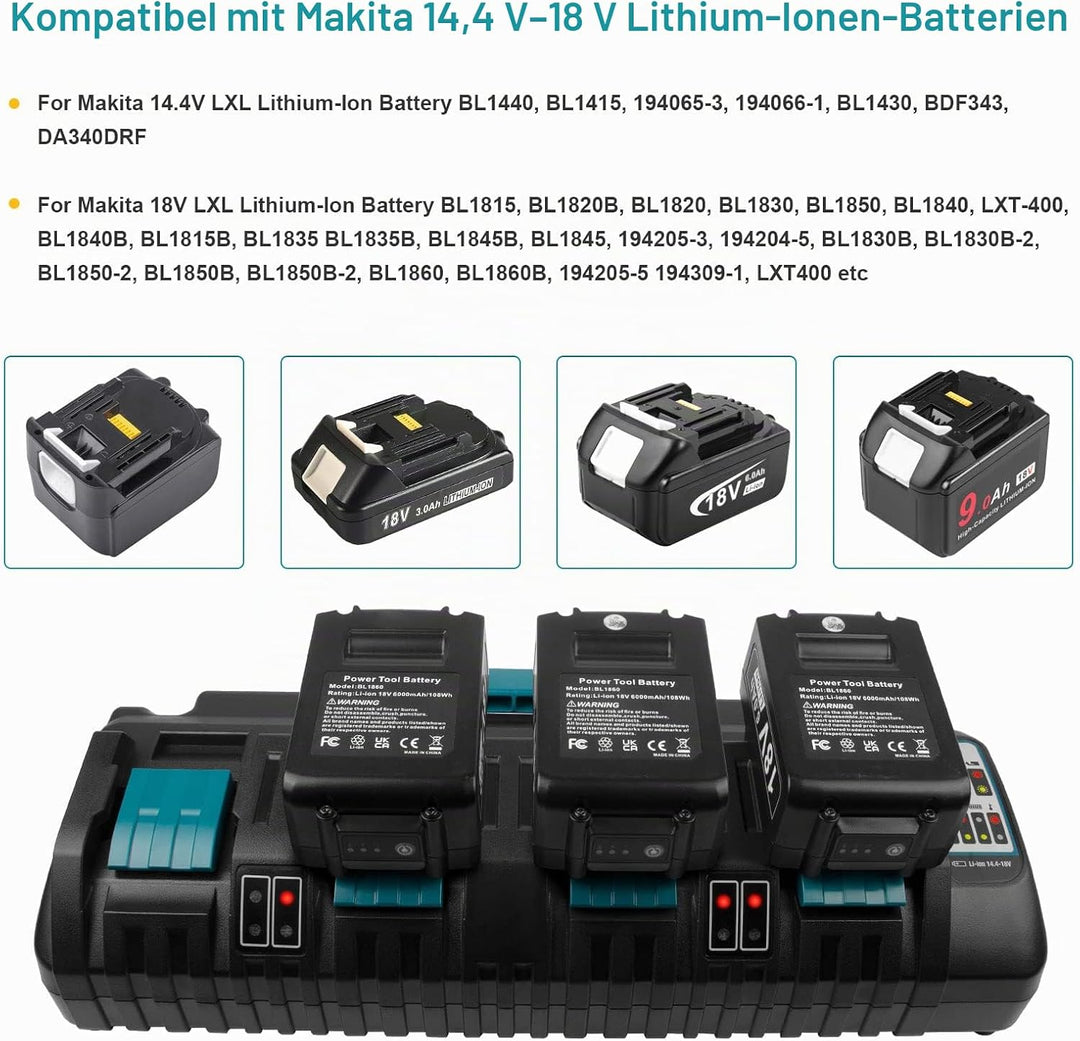 14,4V-18V Akku-Ladegerät für Makita DC18SF, LXT Li-Ion Schnell-Ladegerät für BL1430 BL1450 BL1440 BL