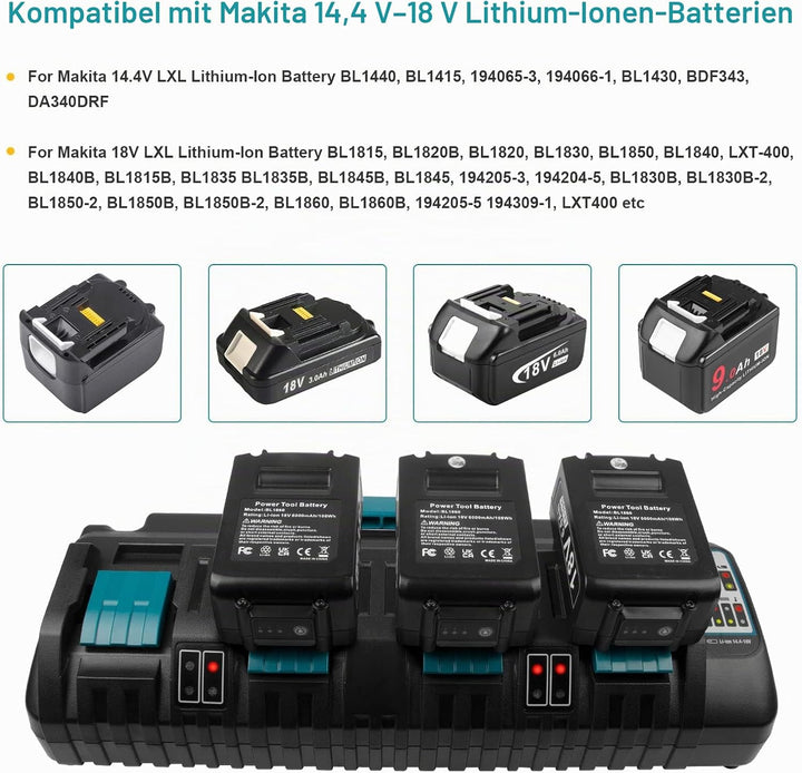 14,4V-18V Akku-Ladegerät für Makita DC18SF, LXT Li-Ion Schnell-Ladegerät für BL1430 BL1450 BL1440 BL
