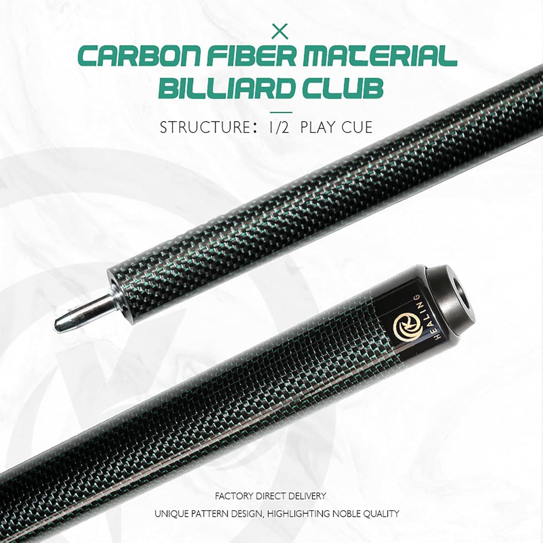 Billardqueue aus Kohlefaser, 58 Zoll, 1/2-Zoll-Struktur, 3-Zahn-Anschluss, 12,4 mm Spitze, 540-567 g