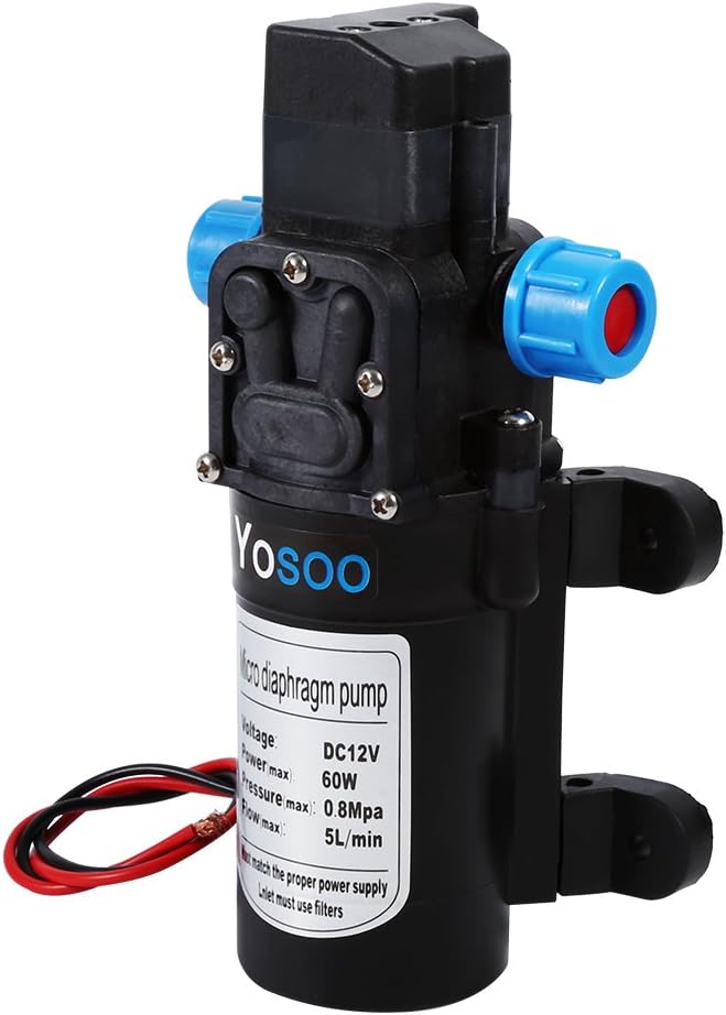 Membranpumpe Hochdruck Wasserpumpe, DC12V 5L/Min 115PSI Hochdruck Membran Automatisch Water Pumpe Wa