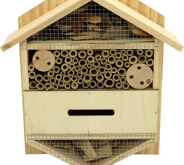 Eifa Insektenhotel Hexagon 4 Kammern Holz/Nistkasten Natur 29 x 33 cm verstärkt Insektenhaus aus Hol