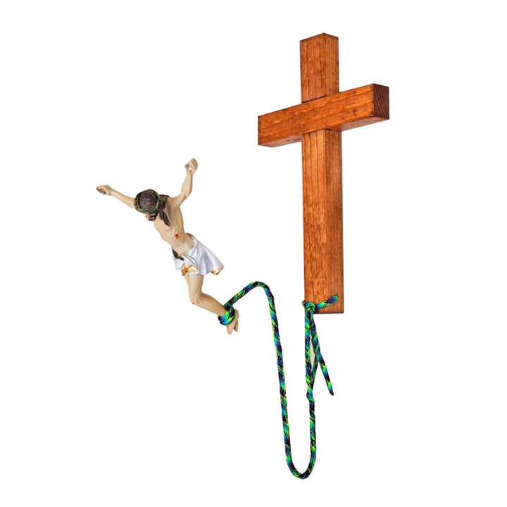 Scnvsi Einzigartiges religiöses Kunstwerk, Bungee-Jumping, Jesus-Kreuz, handgefertigte Skulptur aus