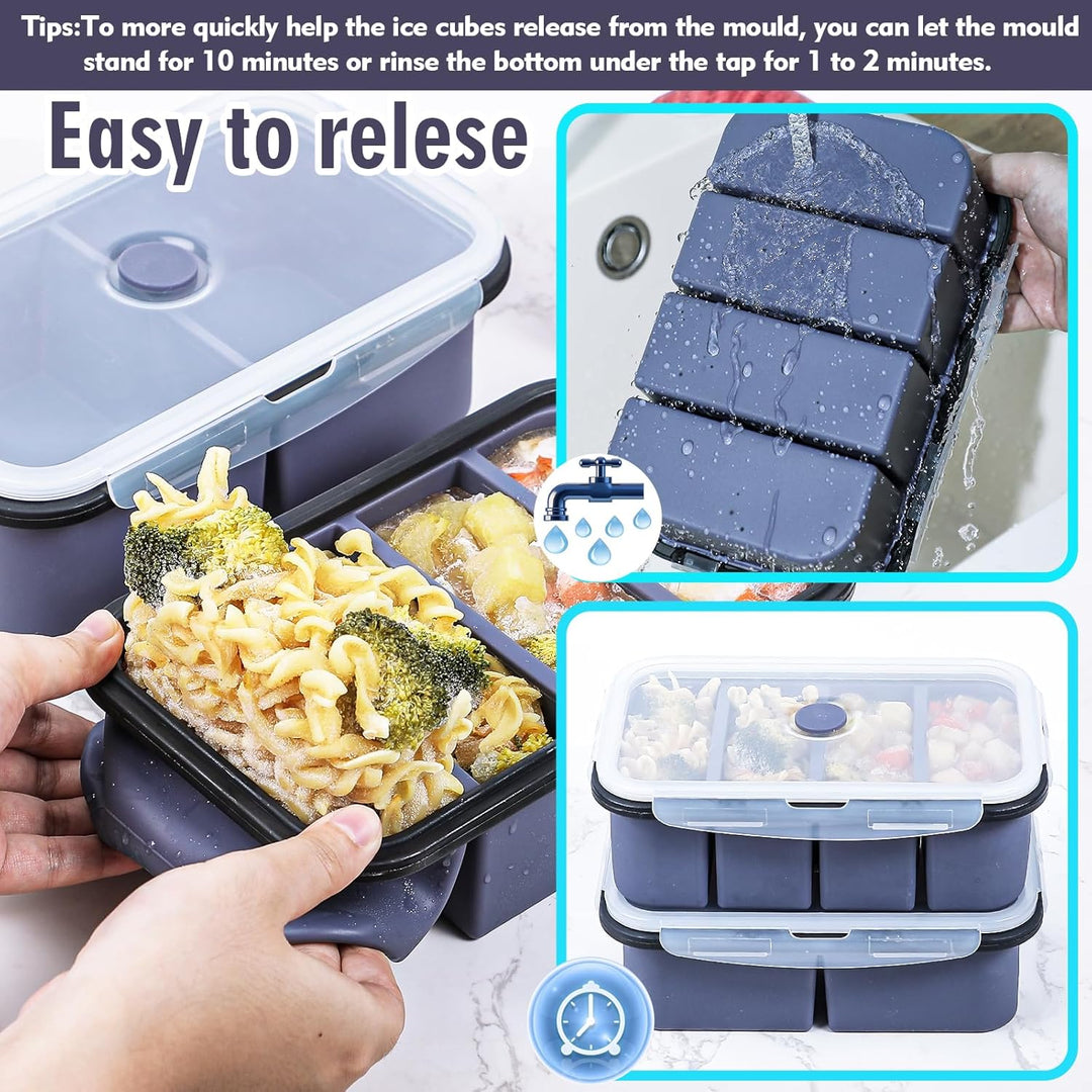 webake Suppen Einfrieren Behälter 2 Stück Silikon Gefrierform mit Deckel 500ml 250ml Silikon Gefrier