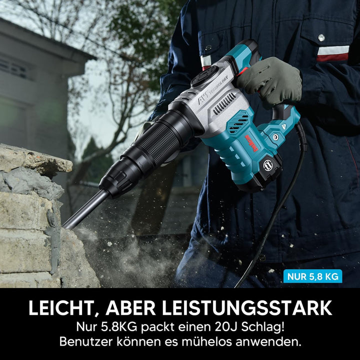 ENEACRO SDS-Max Abbruchhammer Stemmhammer für Beton, 1300W 20 Joule Schwerlast Elektrischer Schlagha