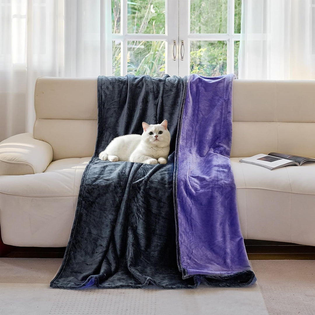 YISURE wasserdichte Decke Liebesdecke 153x102cm für Paare, Graue und lila waschbar Decke für Hunde K