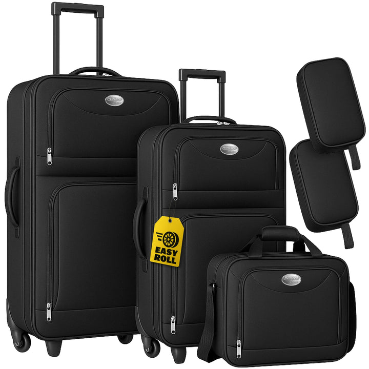 Deuba Trolley Kofferset Reisetaschen Set Kulturbeutel Netzfach Rollen Teleskopgriff Koffer Reisetasc