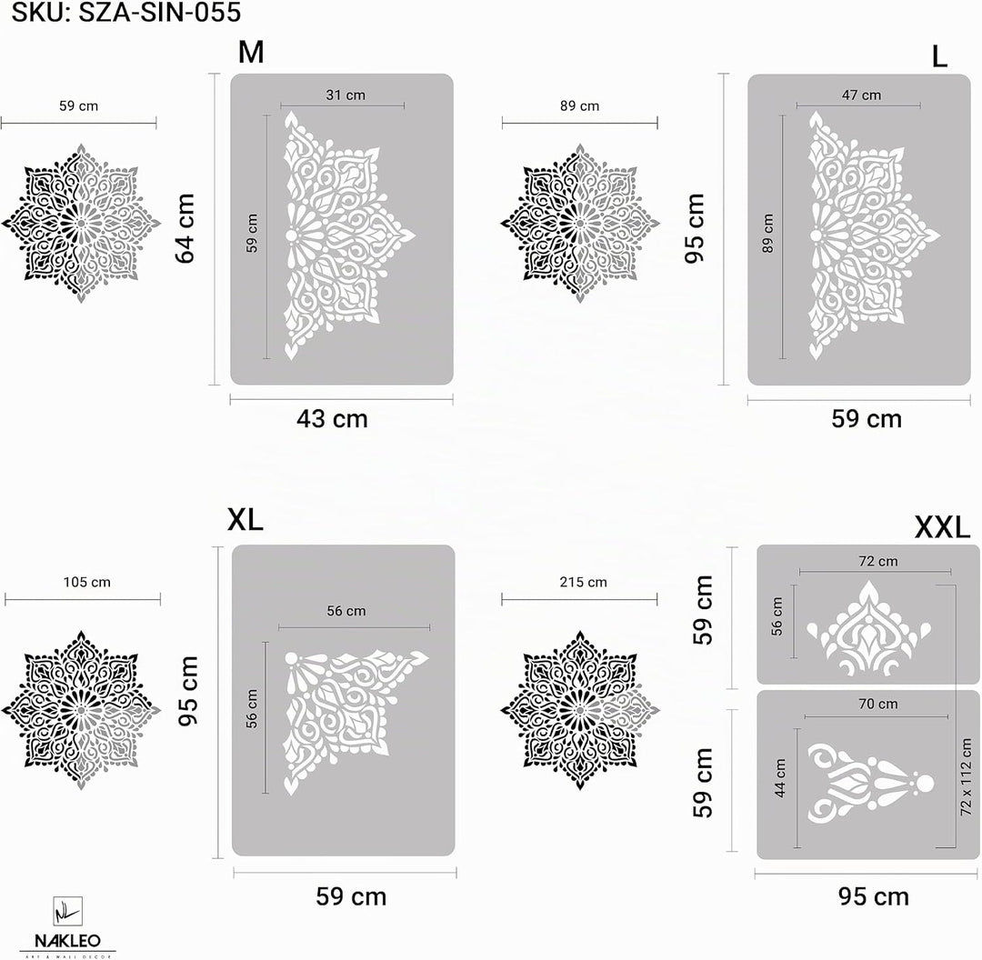 Wiederverwendbare Wandschablone aus Kunststoff // Quadratisches Mandala // Muster Schablone Vorlage
