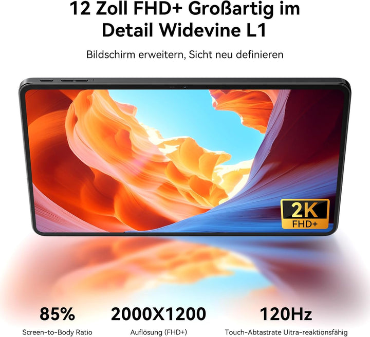 Blackview Mega2 12 Zoll Tablet mit Tastatur, 2K FHD+ Grosses Display, 18GB RAM + 256GB ROM, Gaming T