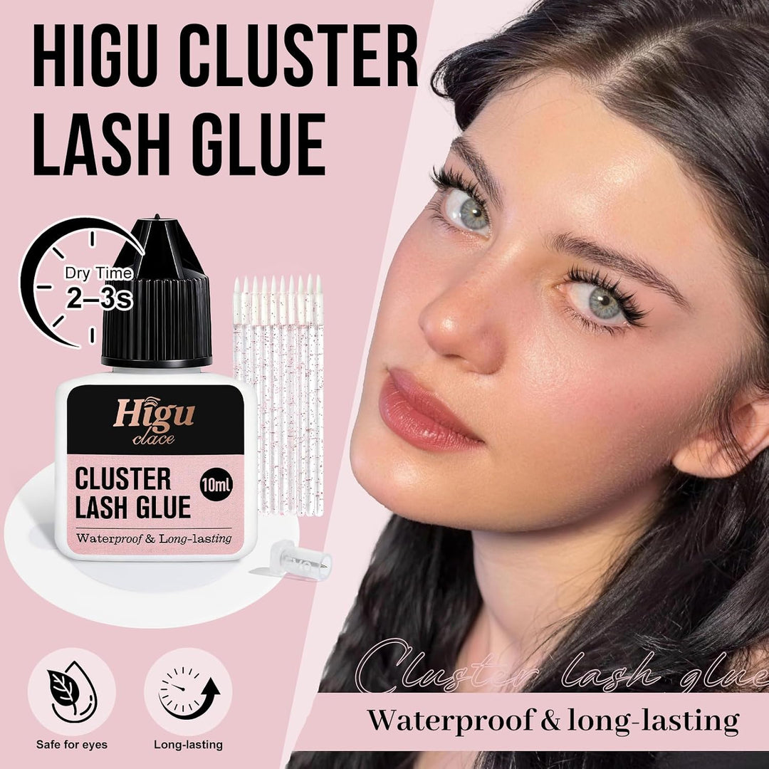 Higu clace Lash-Glue DIY Waterproof Eyelash Adhesive Lash-Cluster-Glue 3s Strong Hold Long Lasting f