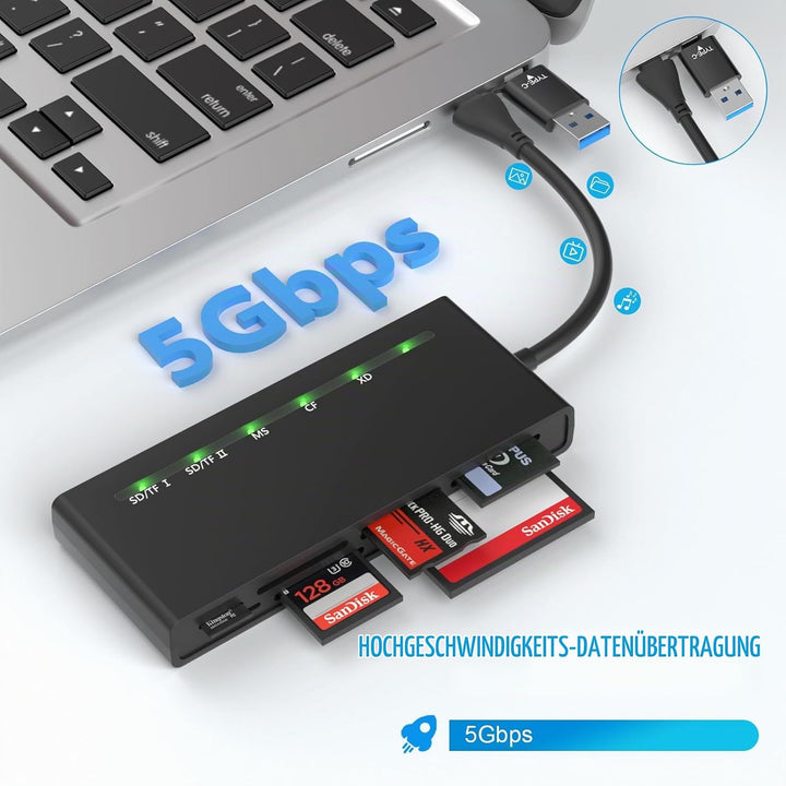 USB3.0 USB C Multi Card Reader, 7-in-1 kartenlesegerät zu SD TF Micro SD CF MS MMC Karte, Unterstütz