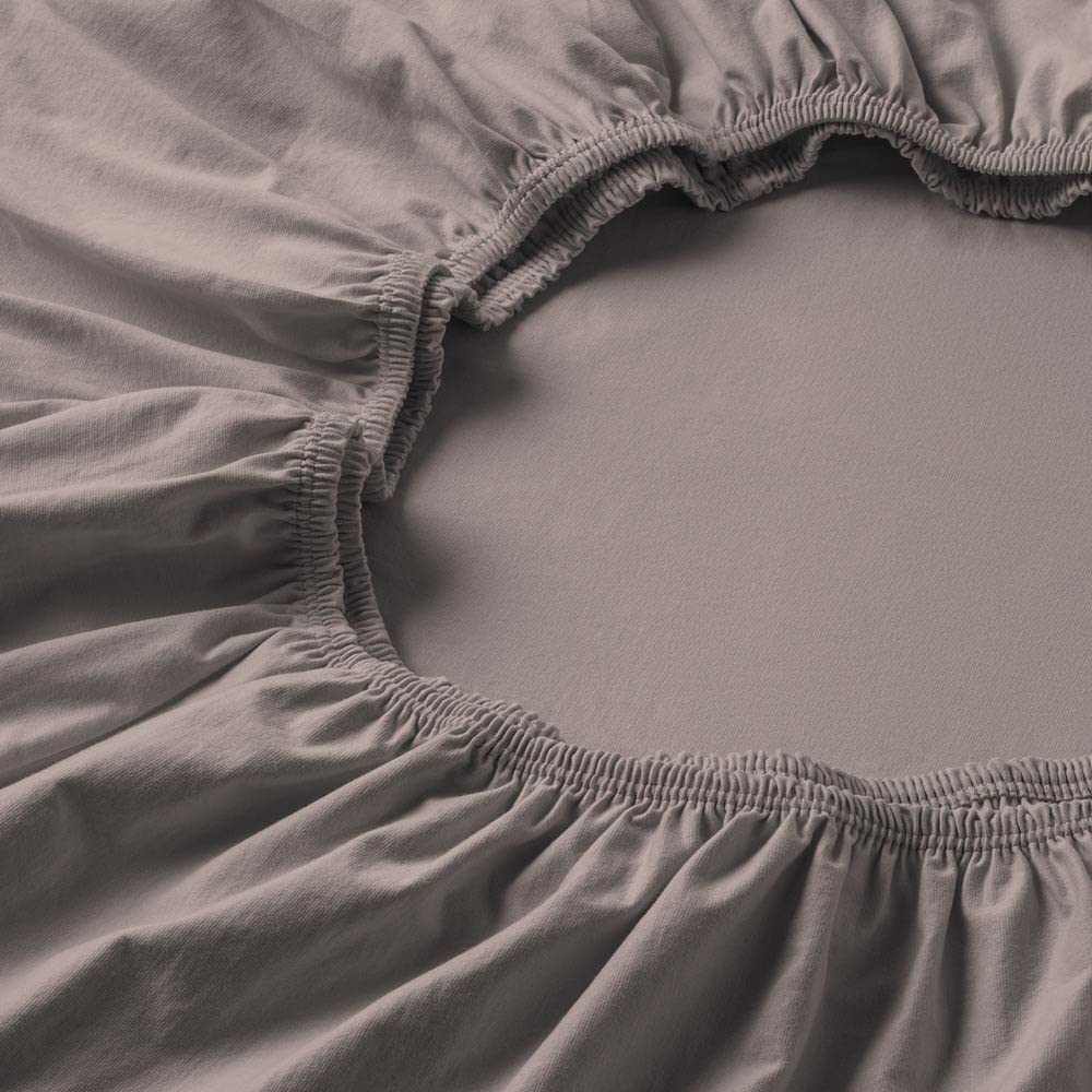 ESTELLA Topper-Spannbetttuch Zwirnjersey | Kiesel | 100x200 cm | passend für Topperhöhen von 7-10 cm