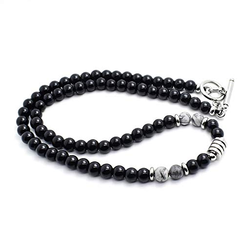 Handgemachte Herren Tigerauge Onyx Perlenkette Kette Natürliche Edelsteine Heilung Kristallschmuck (