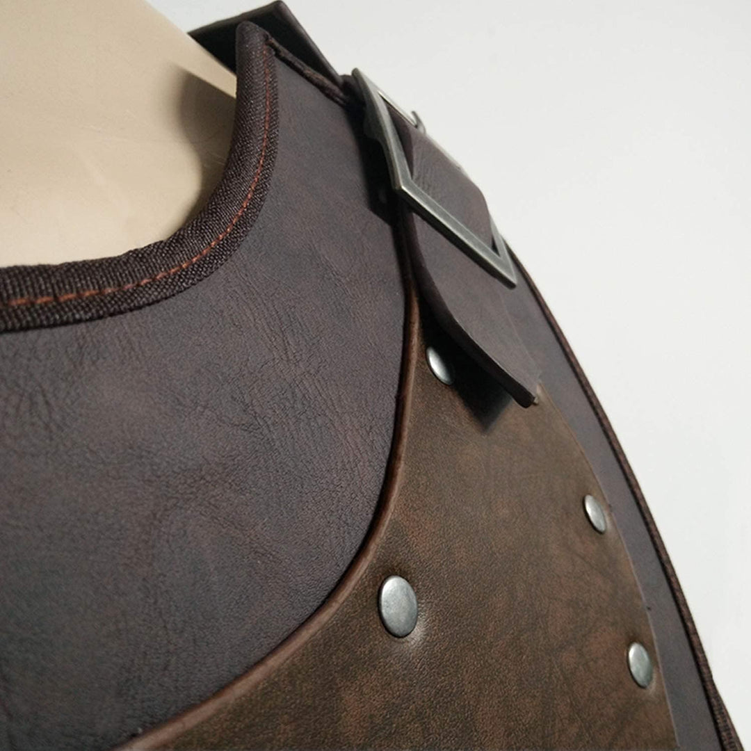 HiiFeuer Viking Warrior PU Leder Brustpanzer, Retro Ritter Leder Körperpanzer, Mittelalterliche Rüst
