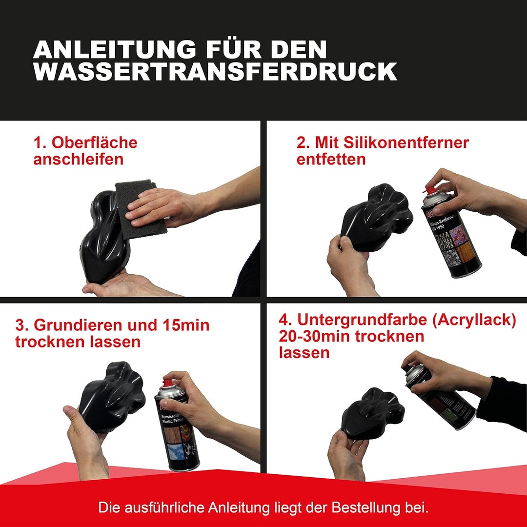 MST-Design Wassertransferdruck Folie I Starter Set Klein I WTD Folie + Dippdivator/Aktivator + Zubeh