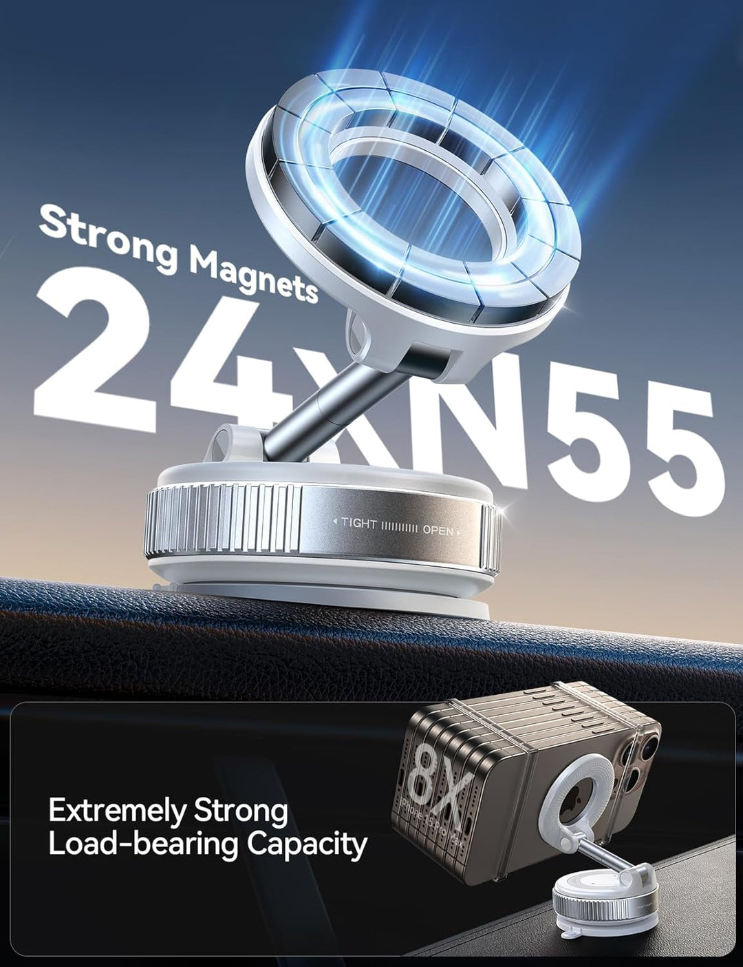 JOYROOM Vakuum Handyhalterung Auto Magsafe–2025 Magsafe Autohalterung [24 XN55 Magneten & Stärkster