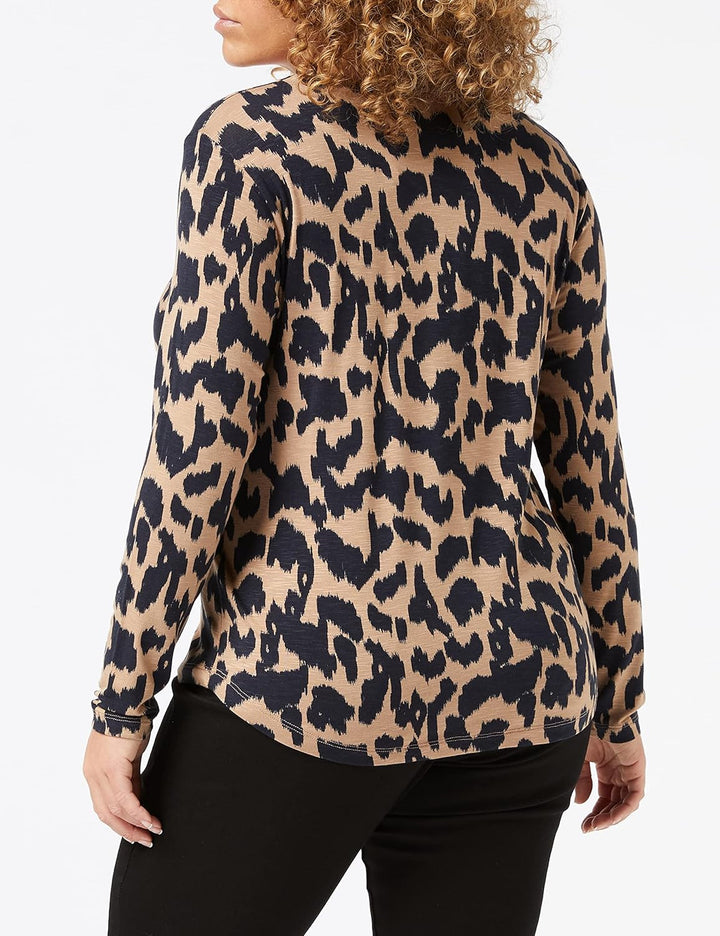 PART TWO Damen Morinepw Ts T-Shirt M Dark Navy Ikat Leo Print, M Dark Navy Ikat Leo Print