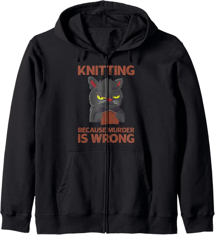 Knitting Because Murder Is Wrong Lustige Katzenstrickwaren Kapuzenjacke