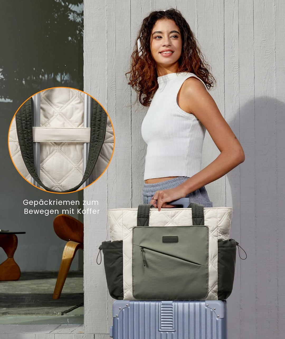 LOVEVOOK Shopper Tasche Damen Gross, Arbeitstasche Leicht Handtasche Puffer Tote Work Bag 15,6/17,3