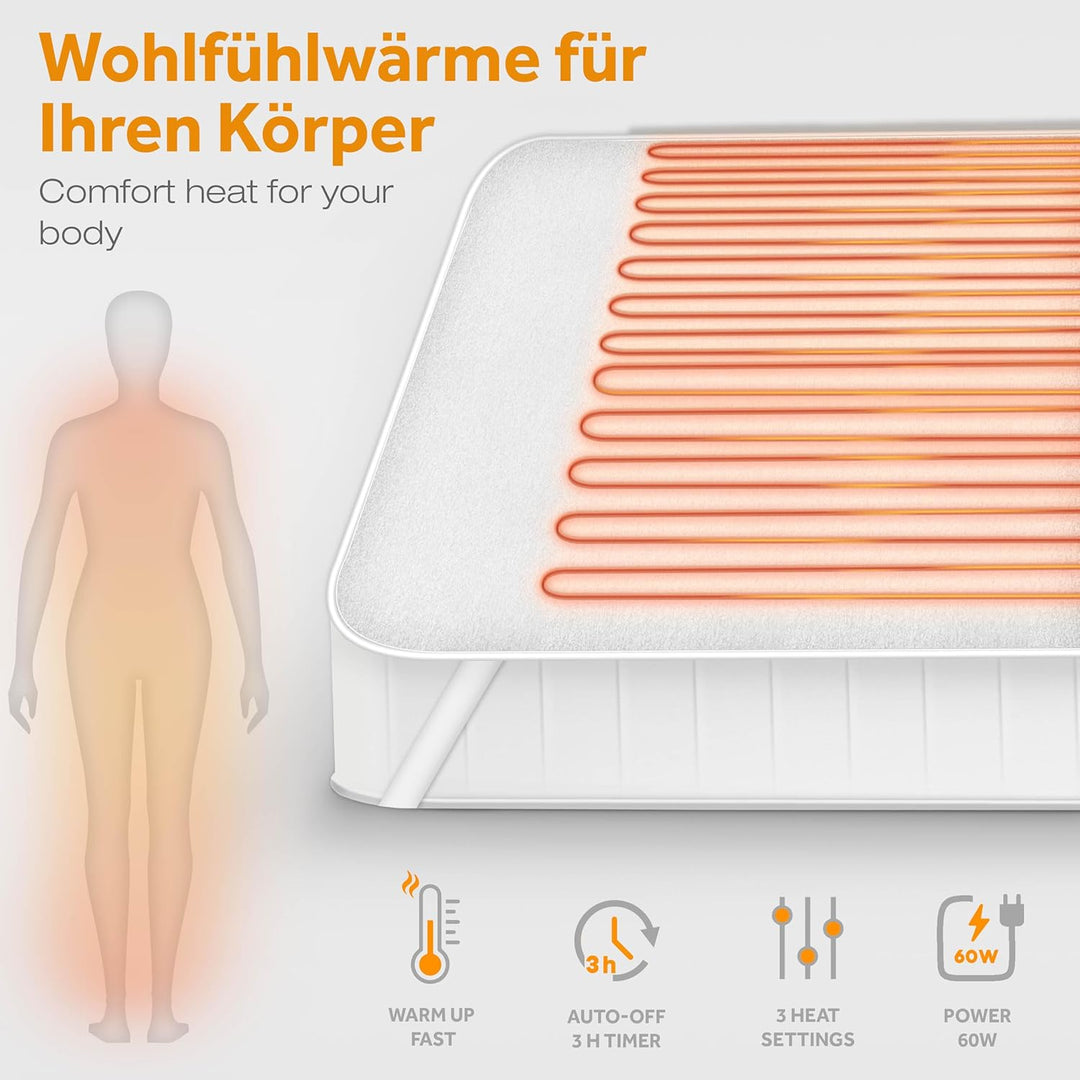 sinnlein® Wärmeunterbett aus Vlies 190 x 80 cm TÜV SÜD GS geprüft | elektrische Heizdecke mit beleuc