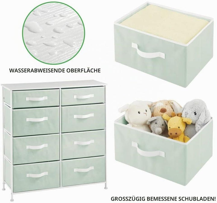 mDesign Kommode mit 8 Schubladen für Spielzeug und Kleidung – stabiler Schubladenschrank für das Kin