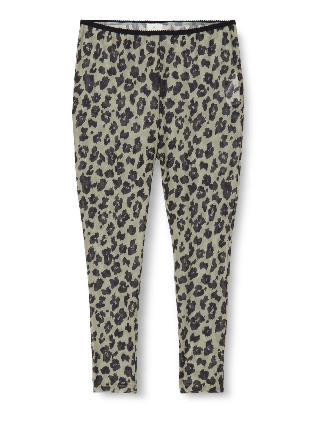 KAFFE Damen Women's Leggings Mesh Animal Print Skinny Fit Ankle Length High-Waisted Hose, Light Gree