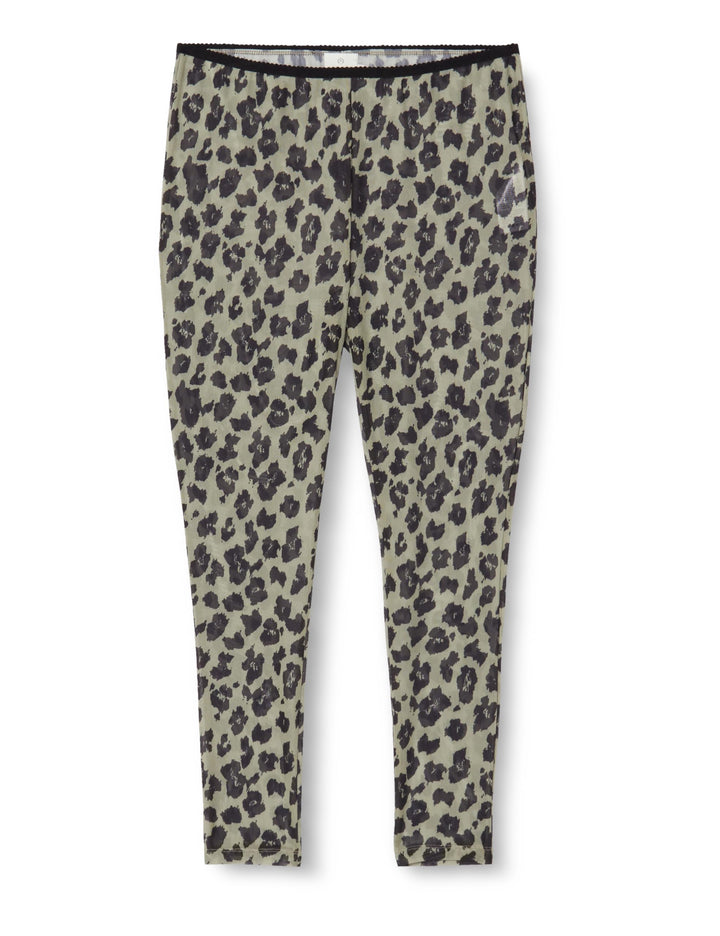 KAFFE Damen Women's Leggings Mesh Animal Print Skinny Fit Ankle Length High-Waisted Hose, Light Gree