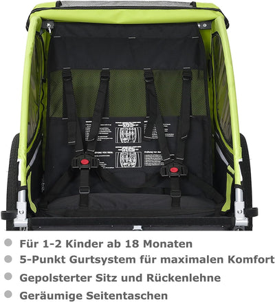 Tiggo VS Kinderanhänger Fahrradanhänger Anhänger Kinderfahrradanhänger 50201 Grün